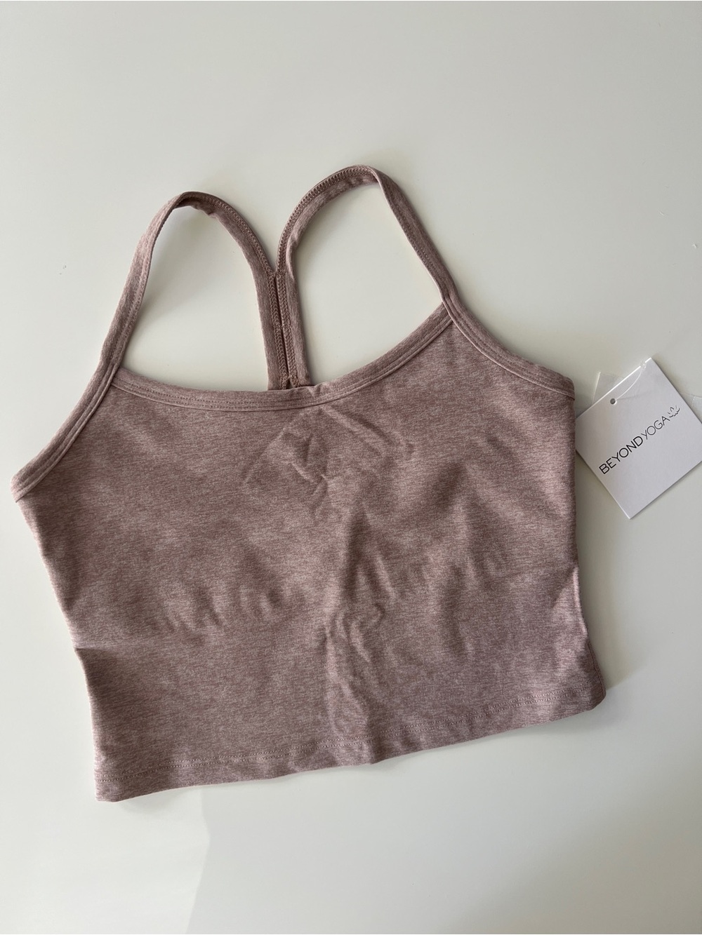 NWT Beyond Yoga Spacedye Slim Racerback Cropped Tank - Chai